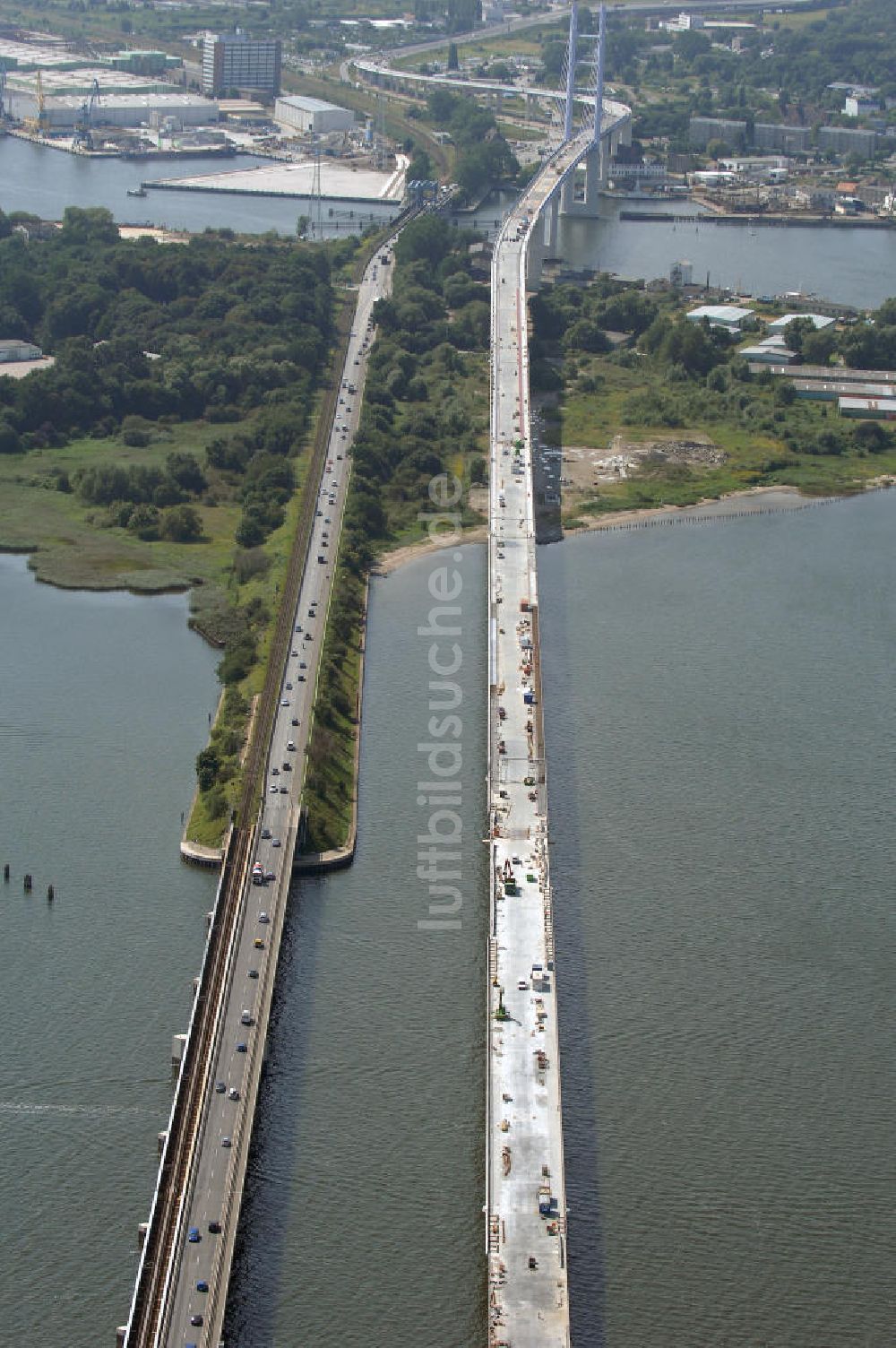 Stralsund aus der Vogelperspektive: Rügendamm Brücke/größtes deutsches Brückenbauvorhaben