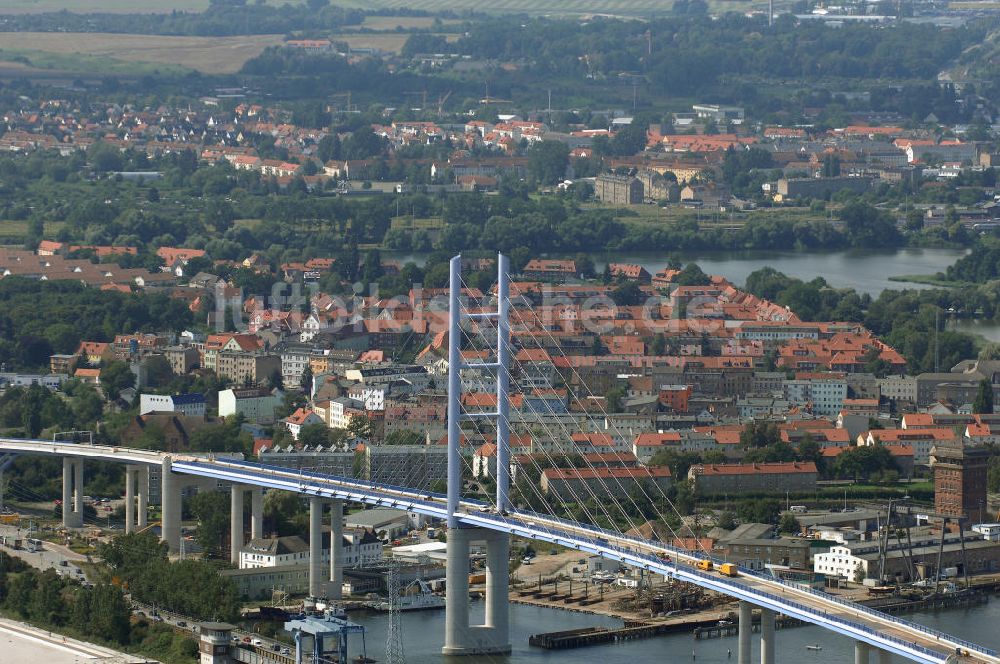 Luftaufnahme Stralsund - Rügendamm Brücke/größtes deutsches Brückenbauvorhaben