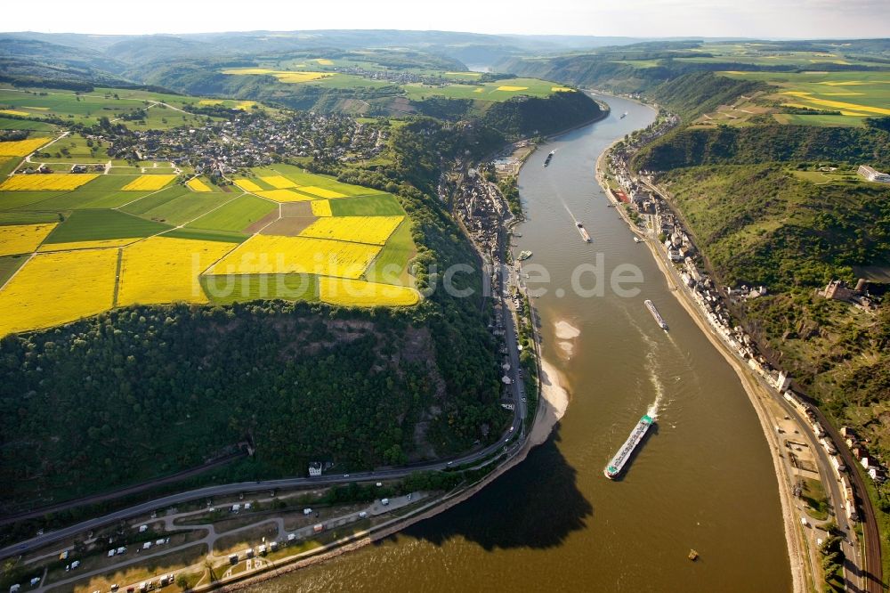 Luftaufnahme Biebernheim - Rhein bei Biebernheim im Bundesland Rheinland-Pfalz