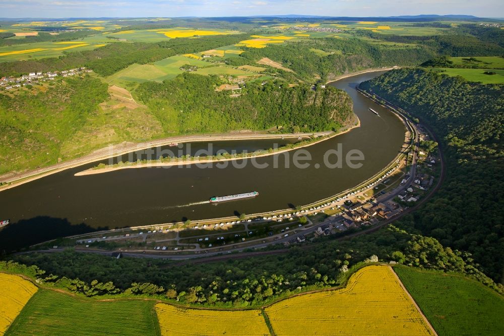 Luftaufnahme Biebernheim - Rhein bei Biebernheim im Bundesland Rheinland-Pfalz