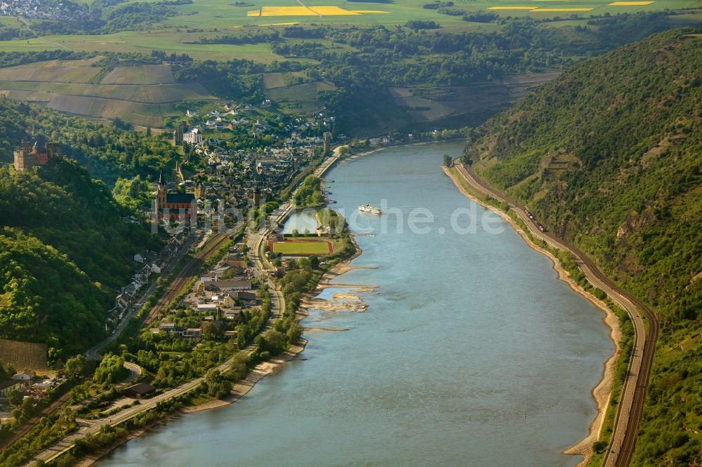 Luftbild Oberwesel - Rhein bei Oberwesel im Bundesland Rheinland-Pfalz