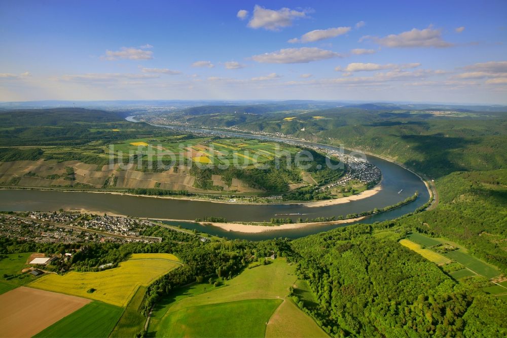 Spay aus der Vogelperspektive: Rhein bei Spay im Bundesland Rheinland-Pfalz