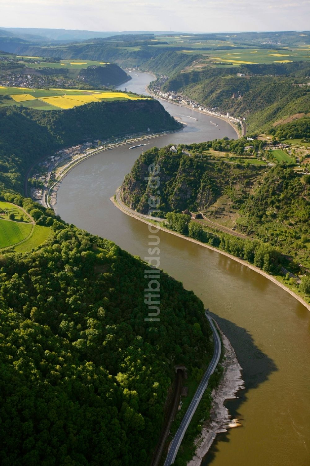 Luftaufnahme Urbar - Rhein bei Urbar im Bundesland Rheinland-Pfalz