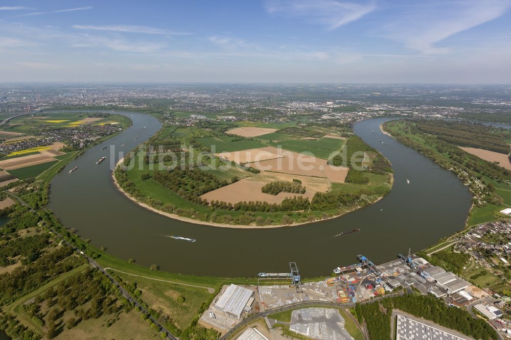 Luftaufnahme Himmelgeist - Rheinbogen bei Himmelgeist in der Nähe von Düsseldorf in Nordrhein- Westfalen