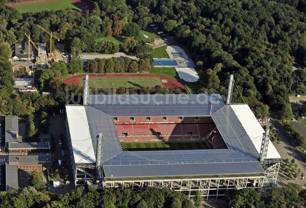 Luftbild Köln - RheinEnergieStadion im Stadtteil Müngersdorf in Köln im Bundesland Nordrhein-Westfalen