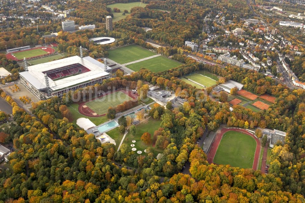 Luftaufnahme Köln - RheinEnergieStadion im Stadtteil Müngersdorf in Köln im Bundesland Nordrhein-Westfalen