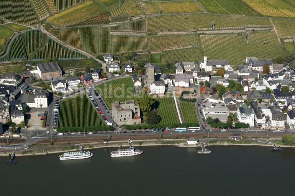 Luftaufnahme Rüdesheim am Rhein - Rheingauer Weinmuseum in Rüdesheim am Rhein im Bundesland Hessen