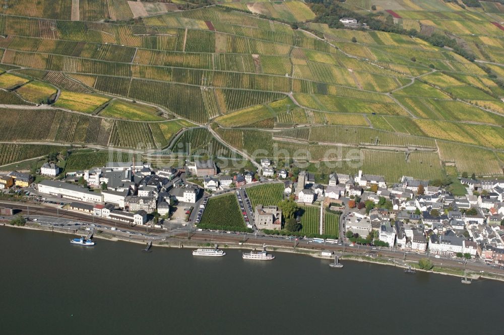 Rüdesheim am Rhein von oben - Rheingauer Weinmuseum in Rüdesheim am Rhein im Bundesland Hessen