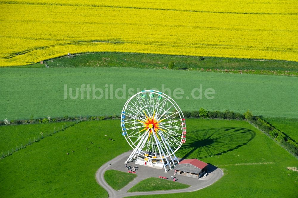 Luftaufnahme Lichtenau - Riesenrad an der Sachsenstraße im Ortsteil Oberlichtenau in Lichtenau im Bundesland Sachsen, Deutschland