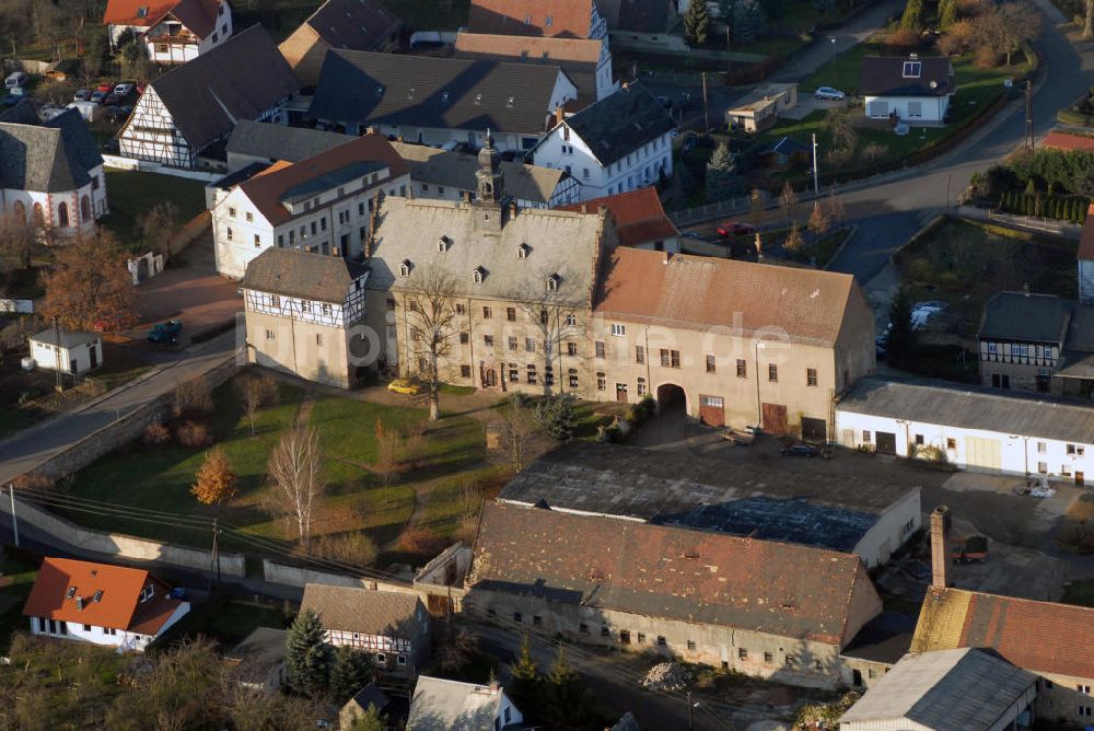 Luftaufnahme Prießnitz / Eulatal - Rittergut Schloss Prießnitz in Eulatal