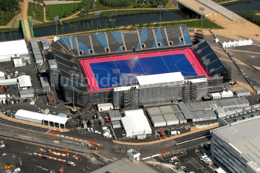 Luftaufnahme London - Riverbank Arena im Olympiapark ein Austragungsort der Olympischen Spiele 2012