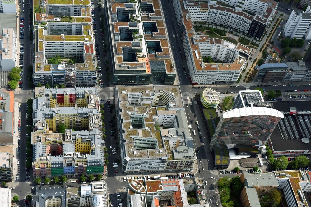 Berlin von oben - Rocket Tower - GSW- Hochhaus- Ensemble der Charlottenstraße - Rudi-Dutschke-Straße - Markgrafenstraße im Stadtteil Kreuzberg in Berlin