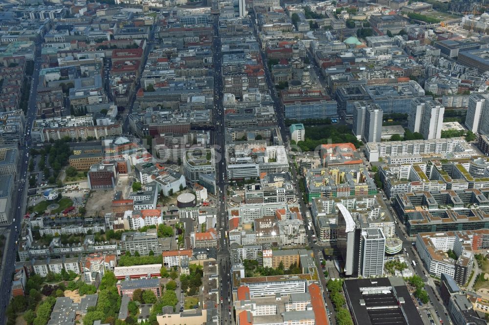 Berlin von oben - Rocket Tower - GSW- Hochhaus- Ensemble der Charlottenstraße - Rudi-Dutschke-Straße - Markgrafenstraße im Stadtteil Kreuzberg in Berlin