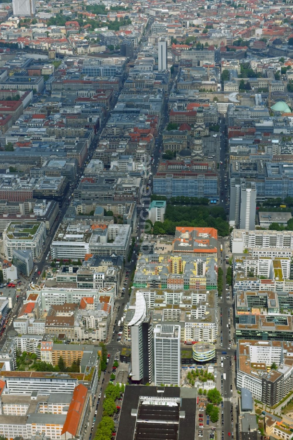 Luftbild Berlin - Rocket Tower - GSW- Hochhaus- Ensemble der Charlottenstraße - Rudi-Dutschke-Straße - Markgrafenstraße im Stadtteil Kreuzberg in Berlin