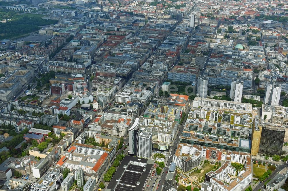 Luftaufnahme Berlin - Rocket Tower - GSW- Hochhaus- Ensemble der Charlottenstraße - Rudi-Dutschke-Straße - Markgrafenstraße im Stadtteil Kreuzberg in Berlin