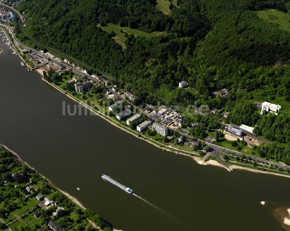 Remagen aus der Vogelperspektive: Rolandseck am Ufer des Flußverlaufes des Rhein in Remagen im Bundesland Rheinland-Pfalz