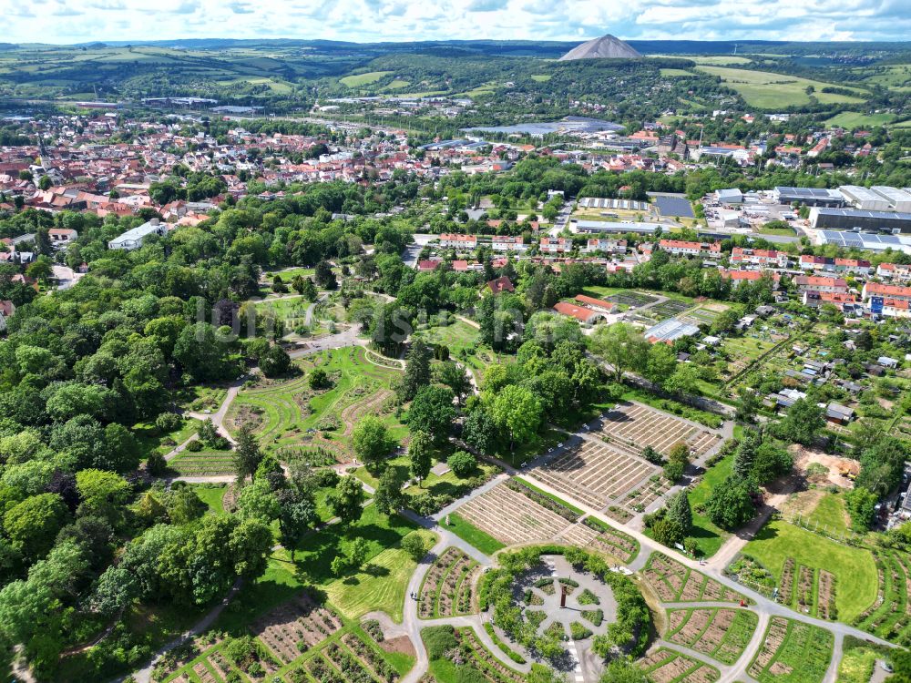 Luftbild Sangerhausen - Rosengarten Europa Rosarium in Sangerhausen im Bundesland Sachsen-Anhalt, Deutschland
