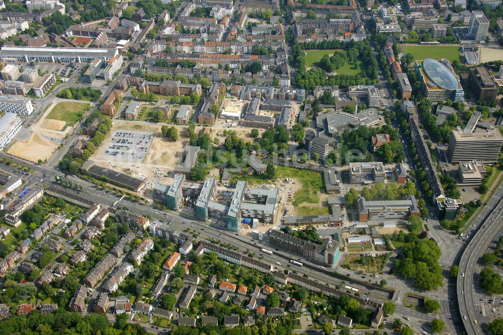 Düsseldorf von oben - Roßstraße Ecke Johannstraße in Düsseldorfer-Derendorf