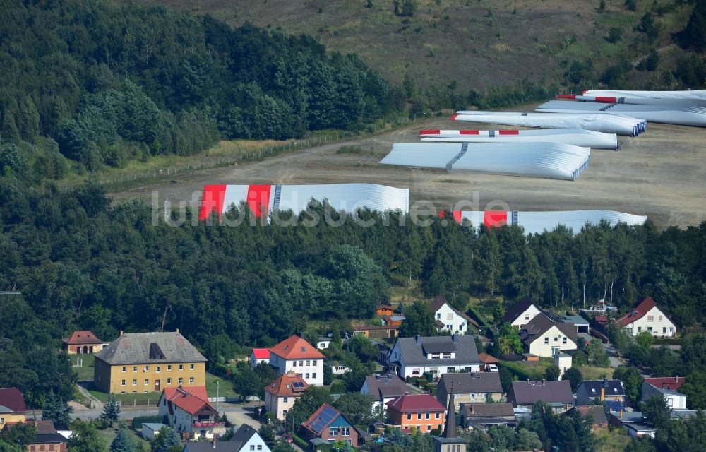 Luftbild Lauchhammer - Rotorblatt - Herstellung der Vestas Blades Deutschland GmbH in Lauchhammer im Bundesland Brandenburg