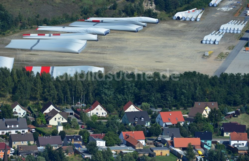 Luftaufnahme Lauchhammer - Rotorblatt - Herstellung der Vestas Blades Deutschland GmbH in Lauchhammer im Bundesland Brandenburg