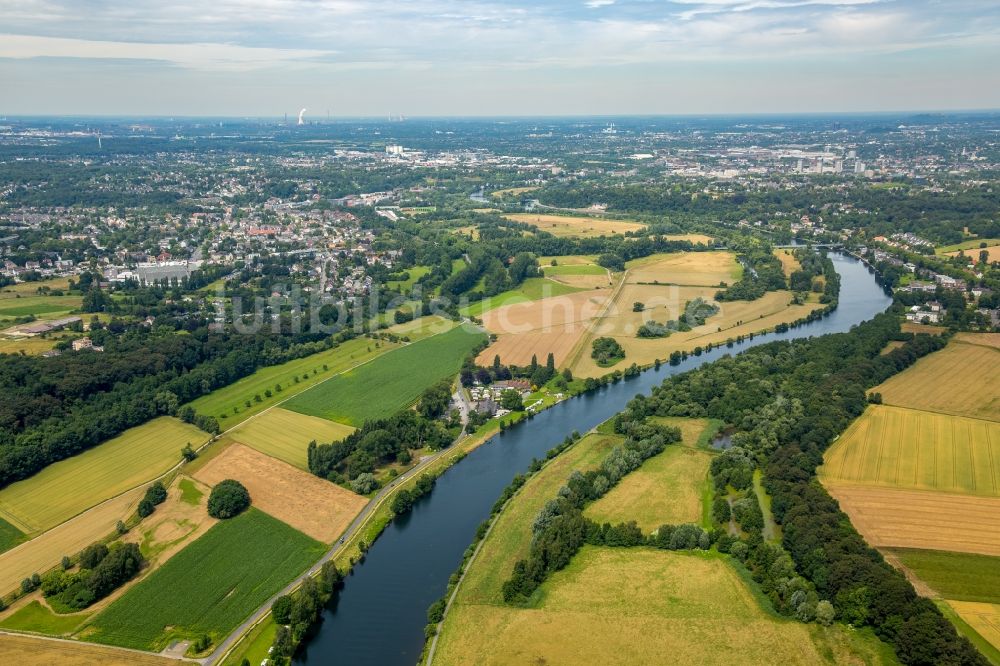 Luftbild Mülheim an der Ruhr - Ruhrauen- Uferbereiche am Flußverlauf der Ruhr in Mülheim an der Ruhr im Bundesland Nordrhein-Westfalen