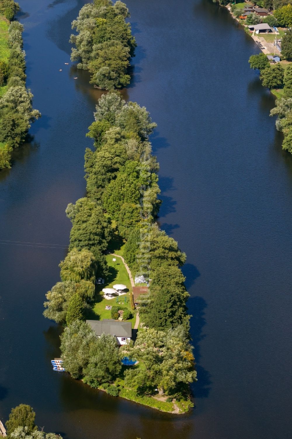 Luftaufnahme Witten OT Bommern - Ruhrinsel im Ortsteil Bommern in Witten im Bundesland Nordrhein-Westfalen