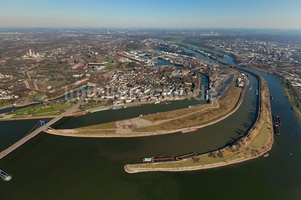 Duisburg von oben - Ruhrmündung in Duisburg im Bundesland Nordrhein-Westfalen