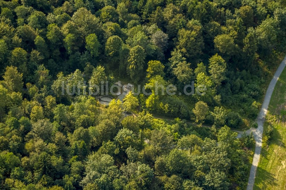 Winterberg aus der Vogelperspektive: Ruhrquelle in einem Wald bei Winterberg im Bundesland Nordrhein-Westfalen