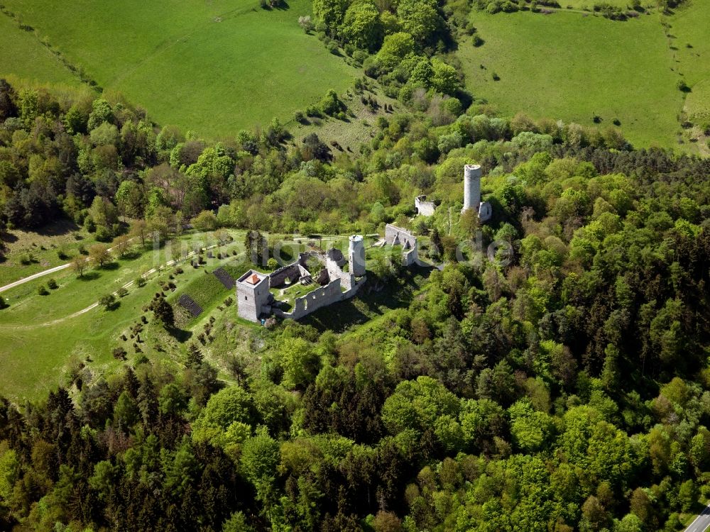 Luftaufnahme Gerstungen - Ruine Brandenburg im Ortsteil Lauchröden in Gerstungen im Bundesland Thüringen