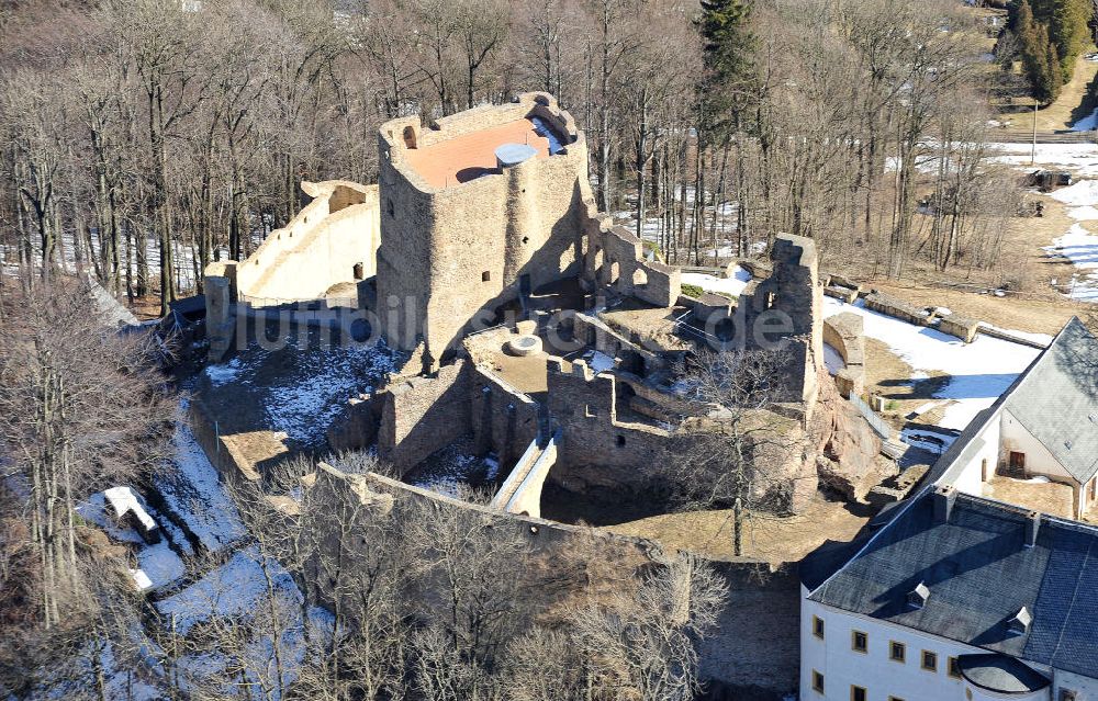 Frauenstein von oben - Ruine der Burg Frauenstein im Erzgebirge