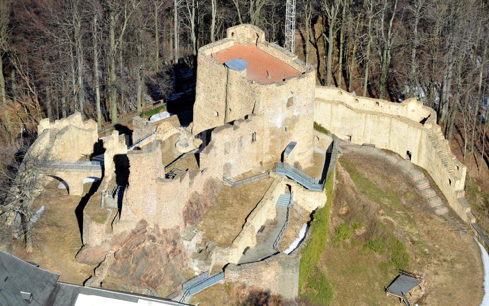 Luftaufnahme Frauenstein - Ruine der Burg Frauenstein im Erzgebirge