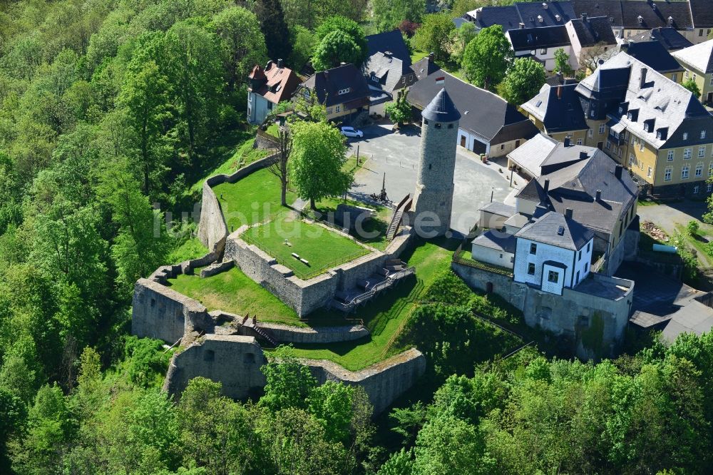 Luftaufnahme Lichtenberg - Ruine von Burg Lichtenberg in Lichtenberg im Bundesland Bayern