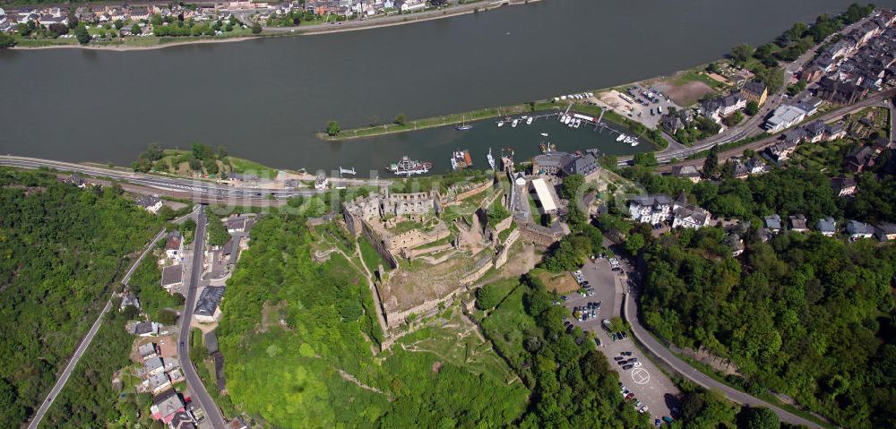 Luftaufnahme Sankt Goar - Ruine der Burg Rheinfels und St. Goar