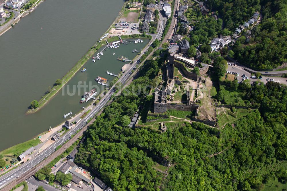 Luftaufnahme Sankt Goar - Ruine der Burg Rheinfels und St. Goar