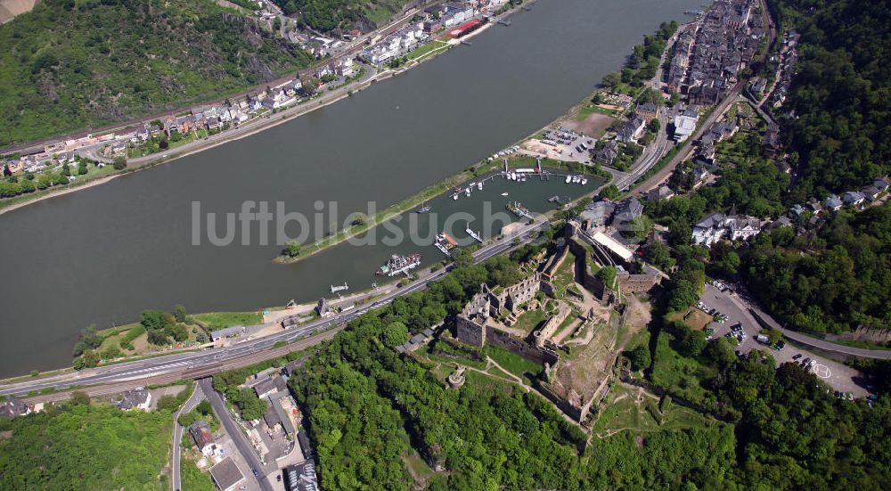 Sankt Goar von oben - Ruine der Burg Rheinfels und St. Goar