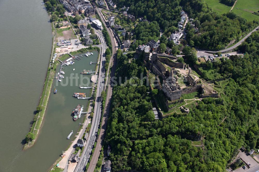 Luftbild Sankt Goar - Ruine der Burg Rheinfels und St. Goar