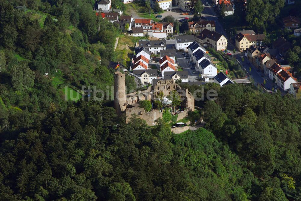 Luftaufnahme Weinheim - Ruine von Burg Windeck in Weinheim