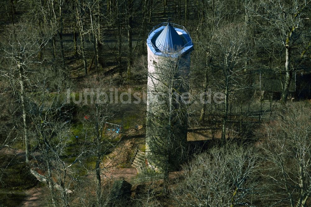 Luftaufnahme Trusetal - Ruine der Burgruine Wallenburg bei in Trusetal im Bundesland Thüringen, Deutschland