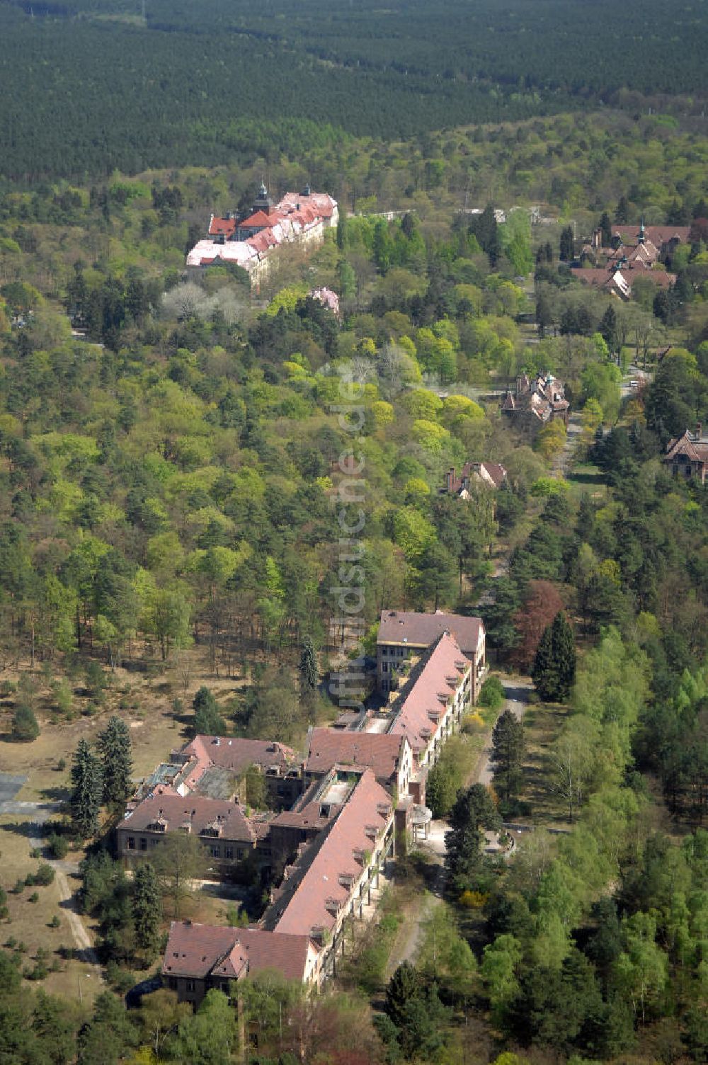 Luftbild Beelitz - Ruine Chirurgie-Pavillon Beelitz-Heilstätten