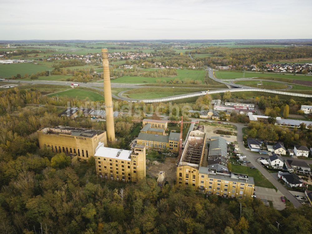 Borna aus der Vogelperspektive: Ruine des ehemaligen Fabrik - Gebäudes Brikettfabrik Witznitz in Borna im Bundesland Sachsen