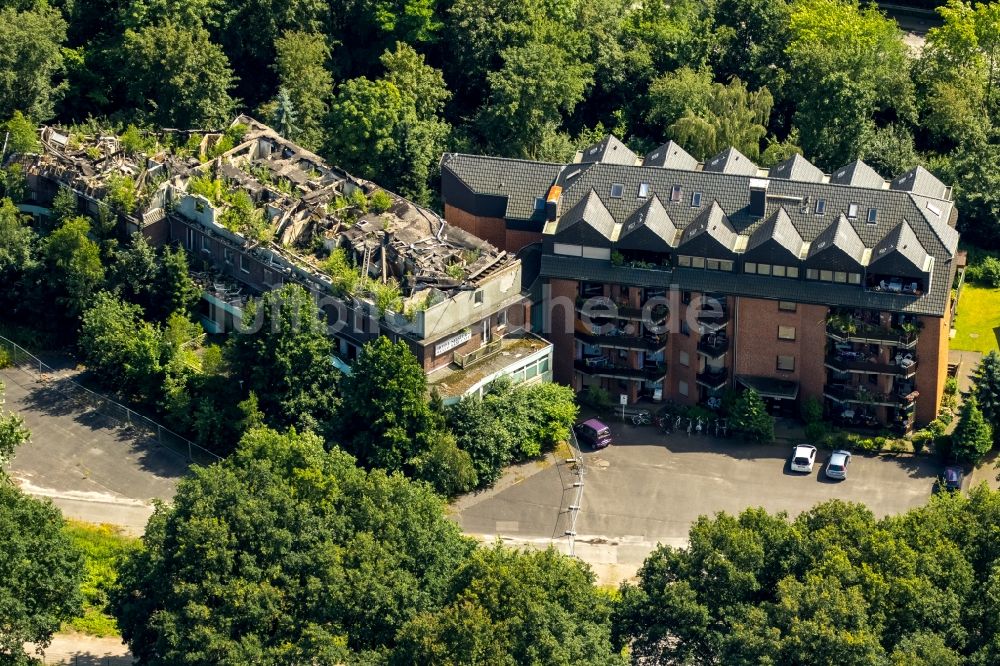 Haltern am See aus der Vogelperspektive: Ruine des ehemaligen Hotel - Gebäudes Hotel Seestern in Haltern am See im Bundesland Nordrhein-Westfalen