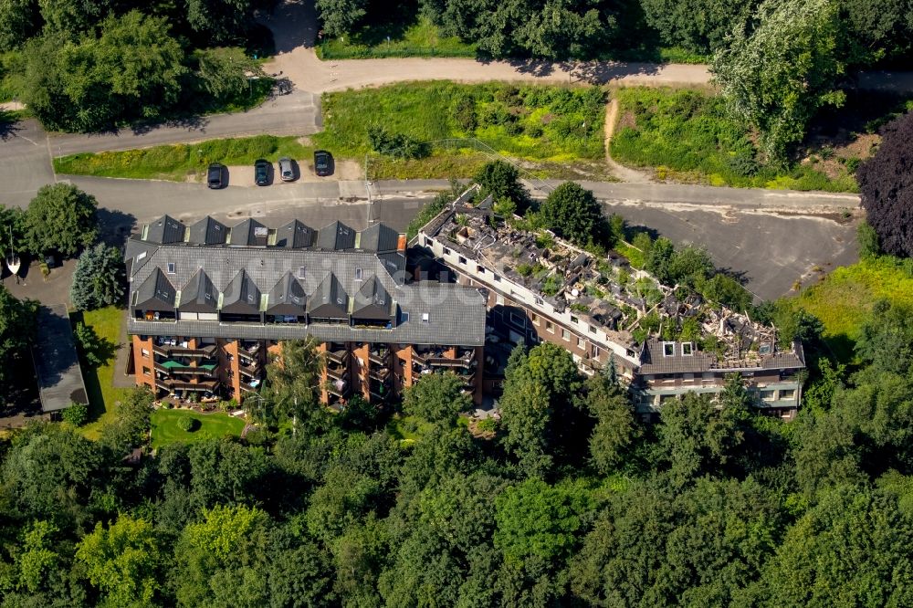 Haltern am See aus der Vogelperspektive: Ruine des ehemaligen Hotel - Gebäudes Hotel Seestern in Haltern am See im Bundesland Nordrhein-Westfalen