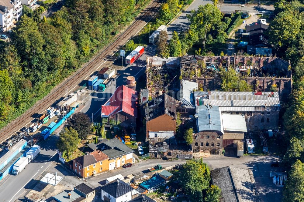 Luftbild Hagen - Ruine der Gebäude und Hallen an der Delsterner Straße in Hagen im Bundesland Nordrhein-Westfalen, Deutschland