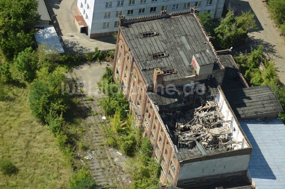 Frankfurt (Oder) aus der Vogelperspektive: Ruine eines Gebäude an der Straße Am Winterhafen in Frankfurt (Oder) im Bundesland Brandenburg