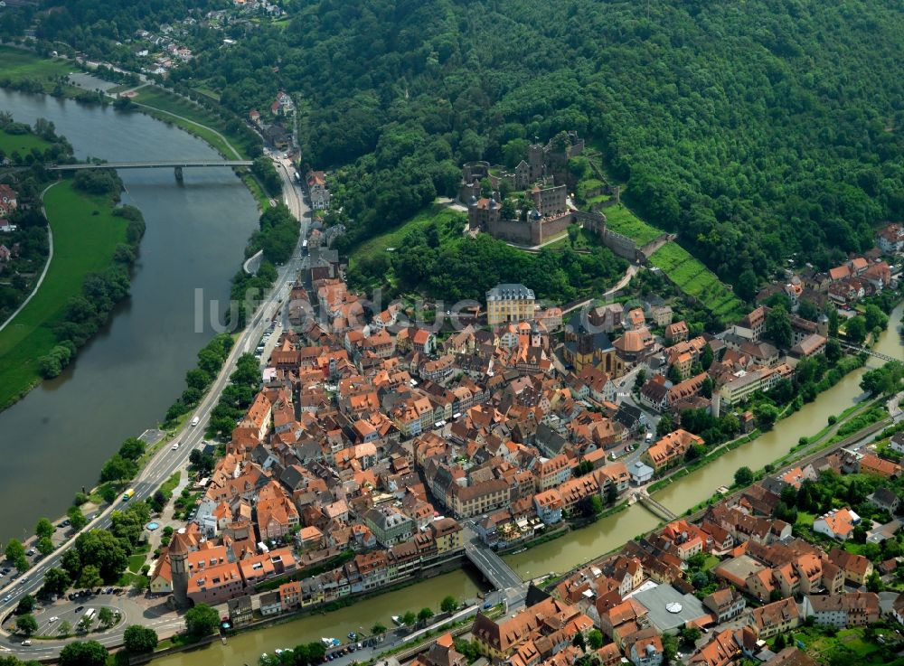 Wertheim aus der Vogelperspektive: Ruine der Höhenburg Burg Wertheim im Bundesland Baden-Württemberg