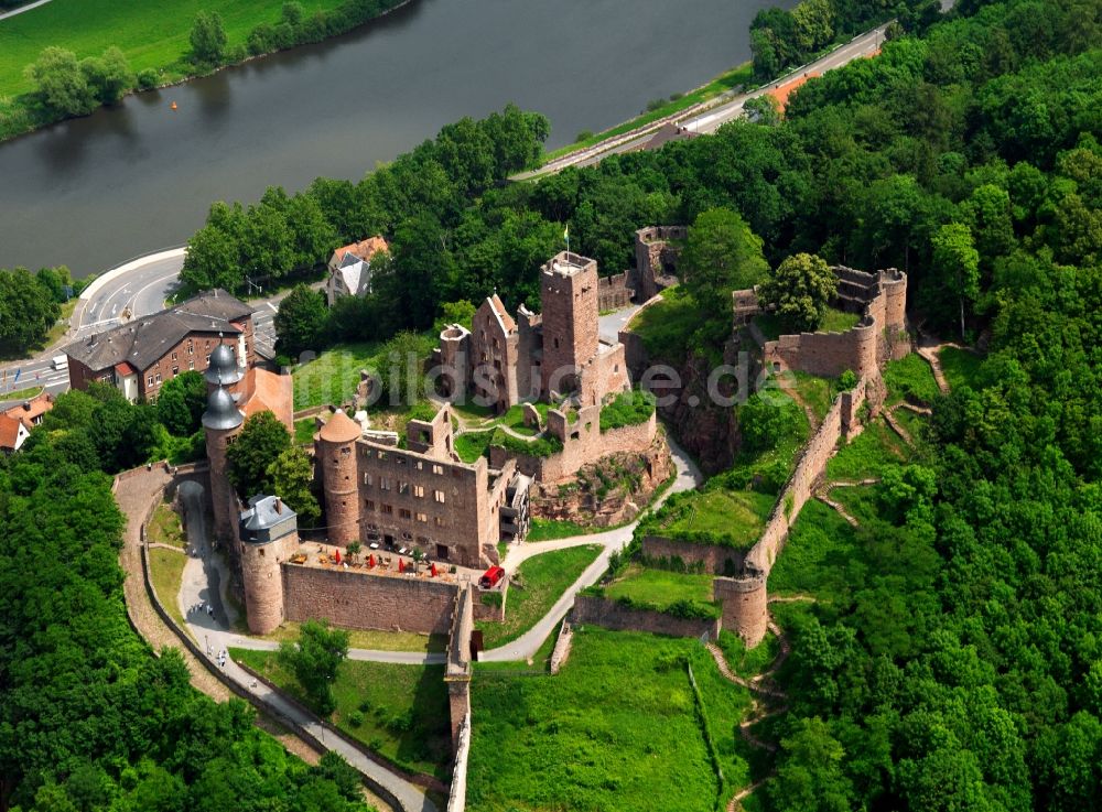 Luftbild Wertheim - Ruine der Höhenburg Burg Wertheim im Bundesland Baden-Württemberg