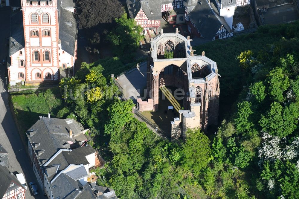 Luftbild Bacharach - Ruine des Kirchengebäude der Wernerkapelle in Bacharach im Bundesland Rheinland-Pfalz, Deutschland