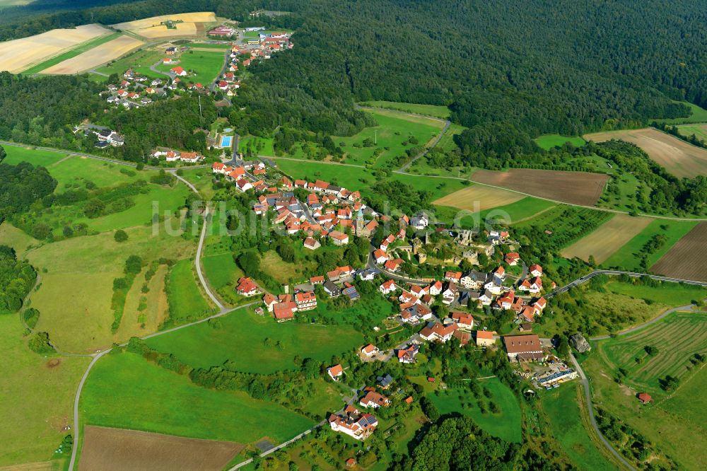 Luftbild Altenstein - Ruine und Mauerreste der Burgruine in Altenstein im Bundesland Bayern, Deutschland