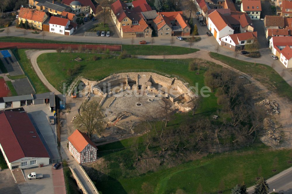 Luftbild Herbsleben - Ruine und Mauerreste der Burgruine - Schlossruine in Herbsleben im Bundesland Thüringen, Deutschland