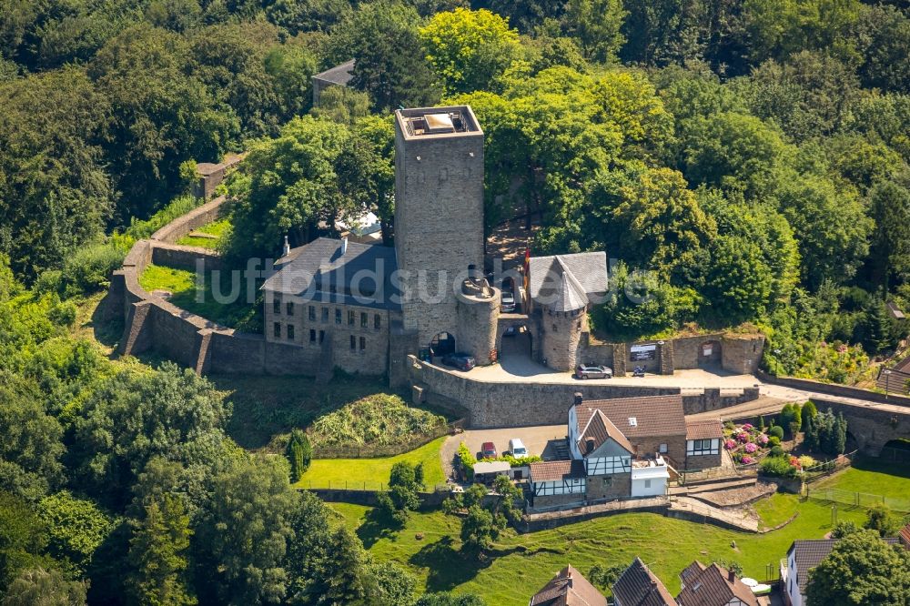 Luftbild Hattingen - Ruine und Mauerreste der ehemaligen Burganlage Blankenstein der Veste in Hattingen im Bundesland Nordrhein-Westfalen